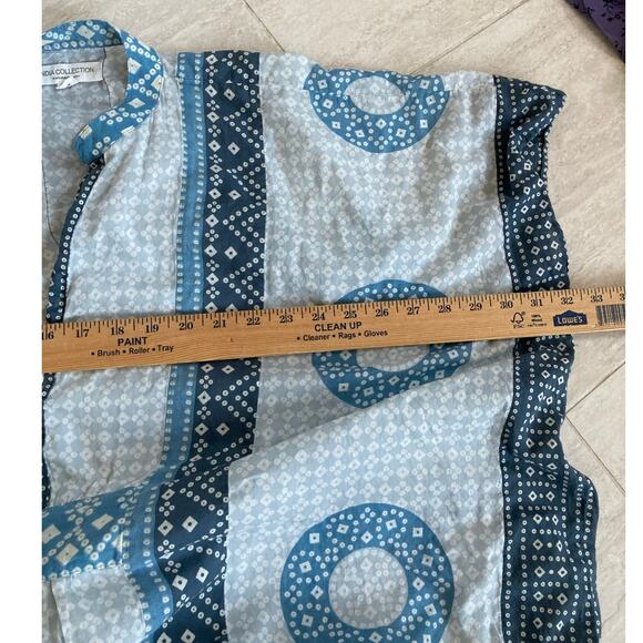 Emerson Fry Maxi Dress Caftan One Size Geometric Oversized Blue Boho Hippie - Picture 12 of 16